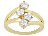 Pre-Owned Moissanite 14k yellow gold over silver ring .92ctw DEW.