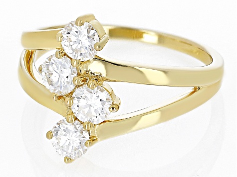 Pre-Owned Moissanite 14k yellow gold over silver ring .92ctw DEW.