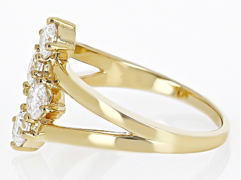 Pre-Owned Moissanite 14k yellow gold over silver ring .92ctw DEW.