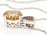 Pre-Owned Champagne Quartz Rhodium Over Silver Pendant With Chain 5.80ctw