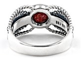 Pre-Owned Red Coral Sterling Silver Ring