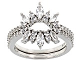 Pre-Owned White Lab Created Sapphire Platinum Over Sterling Silver Enhancer Set Of 2 Rings 1.18ctw