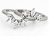 Pre-Owned White Lab Created Sapphire Platinum Over Sterling Silver Enhancer Set Of 2 Rings 1.18ctw