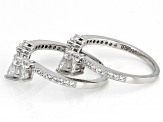 Pre-Owned White Lab Created Sapphire Platinum Over Sterling Silver Enhancer Set Of 2 Rings 1.18ctw