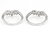 Pre-Owned White Lab Created Sapphire Platinum Over Sterling Silver Enhancer Set Of 2 Rings 1.18ctw