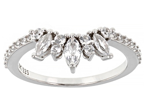 Pre-Owned White Lab Created Sapphire Platinum Over Sterling Silver Enhancer Set Of 2 Rings 1.18ctw