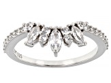 Pre-Owned White Lab Created Sapphire Platinum Over Sterling Silver Enhancer Set Of 2 Rings 1.18ctw