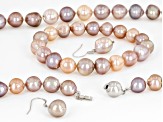 Pre-Owned Genusis™ Cultured Freshwater Pearl Rhodium Over Silver Necklace, Bracelet, & Earring Boxed