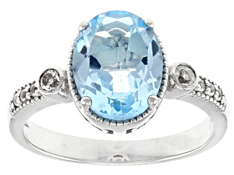Pre-Owned Sky Blue Glacier Topaz Rhodium Over Sterling Silver Ring Set 3.05ctw