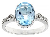 Pre-Owned Sky Blue Glacier Topaz Rhodium Over Sterling Silver Ring Set 3.05ctw