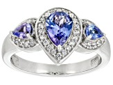 Pre-Owned Tanzanite Rhodium Over Sterling Silver Ring 1.09ctw