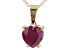 Pre-Owned Red Ruby 10k Yellow Gold Pendant With Chain .75ct