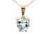 Pre-Owned Blue Aquamarine 10k Yellow Gold Pendant With Chain .55ct
