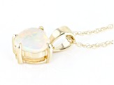 Pre-Owned Multi Color Opal 10K Yellow Gold Pendant With Chain 0.30ct
