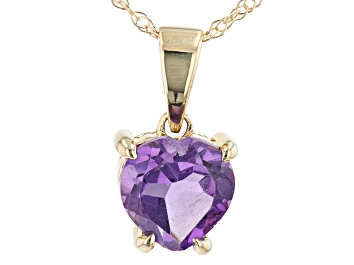 Picture of Pre-Owned Purple African Amethyst 10k Yellow Gold Pendant With Chain .55ct