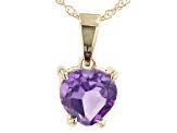 Pre-Owned Purple African Amethyst 10k Yellow Gold Pendant With Chain .55ct