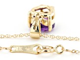 Pre-Owned Purple African Amethyst 10k Yellow Gold Pendant With Chain .55ct