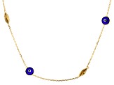 Pre-Owned Blue Crystal 18k Yellow Gold Over Sterling Silver Evil Eye Chain Necklace