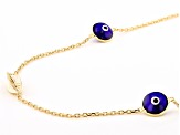 Pre-Owned Blue Crystal 18k Yellow Gold Over Sterling Silver Evil Eye Chain Necklace