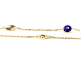 Pre-Owned Blue Crystal 18k Yellow Gold Over Sterling Silver Evil Eye Chain Necklace