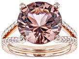 Pre-Owned Blush Zircon Simulant And White Cubic Zirconia 18k Rose Gold Over Sterling Silver Ring 7.9