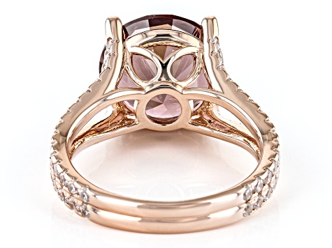 Pre-Owned Blush Zircon Simulant And White Cubic Zirconia 18k Rose Gold Over Sterling Silver Ring 7.9