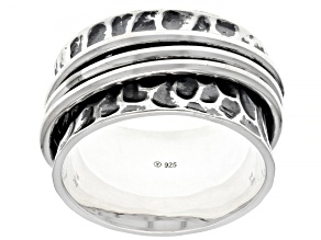 Pre-Owned Sterling Silver Hammered & Polished Spinner Ring