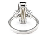Pre-Owned Brown Smoky Quartz With White Zircon Rhodium Over Sterling Silver Ring 3.33ctw