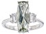 Pre-Owned Green Prasiolite With White Zircon Rhodium Over Sterling Silver Ring 3.33ctw