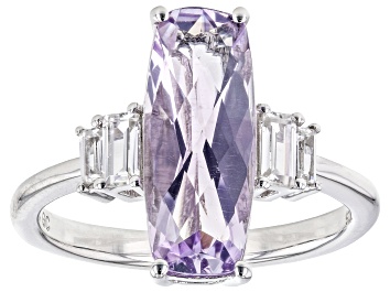 Picture of Pre-Owned Lavender Amethyst With White Zircon Rhodium Over Sterling Silver Ring 3.33ctw