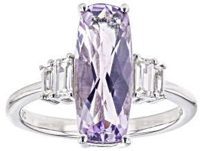 Pre-Owned Lavender Amethyst With White Zircon Rhodium Over Sterling Silver Ring 3.33ctw