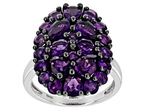 Pre-Owned Purple African Amethyst Rhodium Over Sterling Silver Ring 3.00ctw