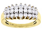 Pre-Owned Moissanite 14k yellow gold over silver ring 1.14ctw DEW.