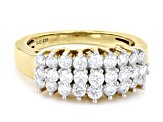 Pre-Owned Moissanite 14k yellow gold over silver ring 1.14ctw DEW.