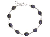 Pre-Owned Gray Labradorite Rhodium Over Sterling Silver Bracelet
