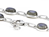 Pre-Owned Gray Labradorite Rhodium Over Sterling Silver Bracelet