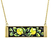 Pre-Owned 18k Yellow Gold Over Sterling Silver Ceramic Lemon Bar Adjustable Necklace