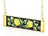 Pre-Owned 18k Yellow Gold Over Sterling Silver Ceramic Lemon Bar Adjustable Necklace