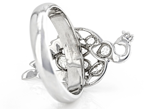 Pre-Owned Polki Diamond With Enamel Peacock Sterling Silver Ring