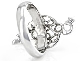 Pre-Owned Polki Diamond With Enamel Peacock Sterling Silver Ring
