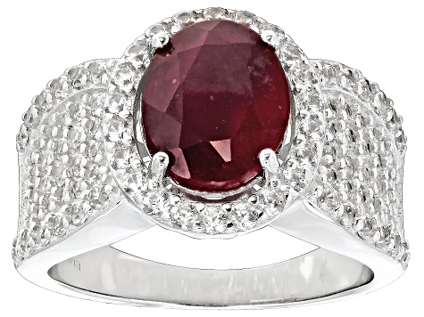 Pre-Owned Red Mahaleo(R) Ruby Rhodium Over Sterling Silver Ring 4.35ctw