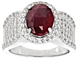 Pre-Owned Red Mahaleo(R) Ruby Rhodium Over Sterling Silver Ring 4.35ctw