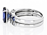 Pre-Owned Blue Lab Created Sapphire Rhodium Over Sterling Silver Ring 3.56ctw