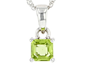 Pre-Owned Green Peridot Rhodium Over Sterling Silver Pendant With Chain 1.03ct