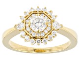 Pre-Owned Moissanite 14k yellow gold over sterling silver ring .93ctw DEW