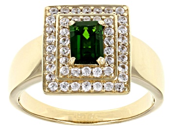 Picture of Pre-Owned Green Chrome Diopside 18k Yellow Gold Over Silver Men's Ring 1.65ctw