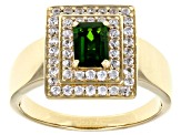 Pre-Owned Green Chrome Diopside 18k Yellow Gold Over Silver Men's Ring 1.65ctw