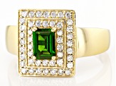 Pre-Owned Green Chrome Diopside 18k Yellow Gold Over Silver Men's Ring 1.65ctw