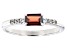 Pre-Owned Red Garnet With White Zircon Rhodium Over Sterling Silver January Birthstone Ring .66ctw