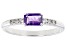 Pre-Owned Purple African Amethyst & White Zircon Rhodium Over Sterling Silver February Birthstone Ri
